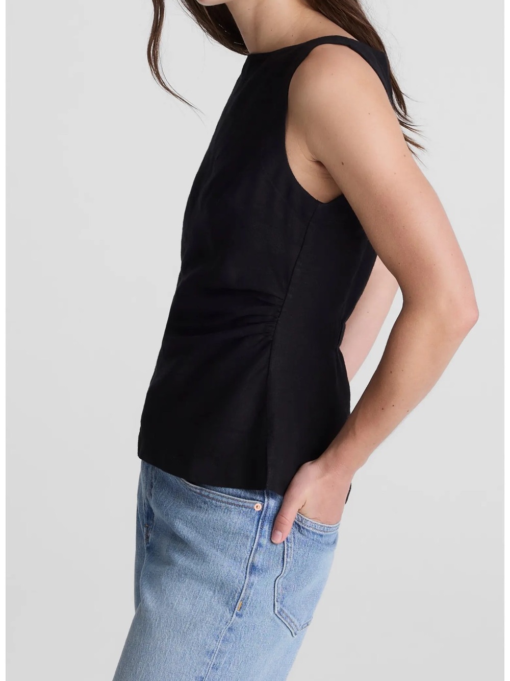 Madewell Size 8 cinched boatneck sleeveless top - Picture 3 of 8